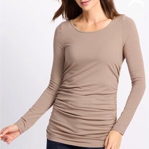 The Commons Taupe Ruched Long Sleeve Women's Top Size Medium Stitch Fix